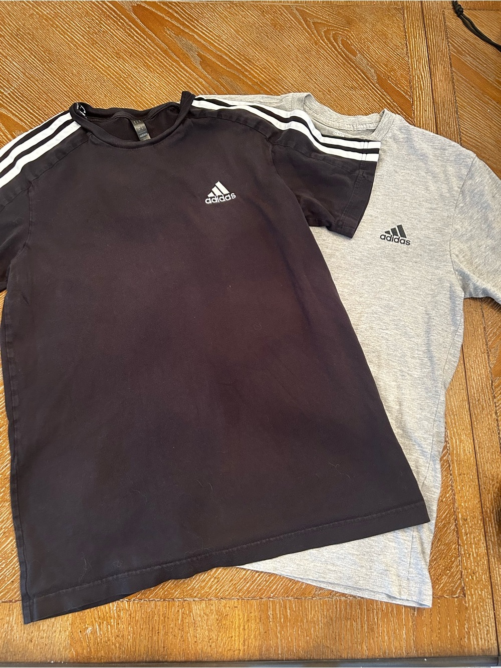 adidas Black & Gray mens Short Sleeve Tees with Signature Stripes